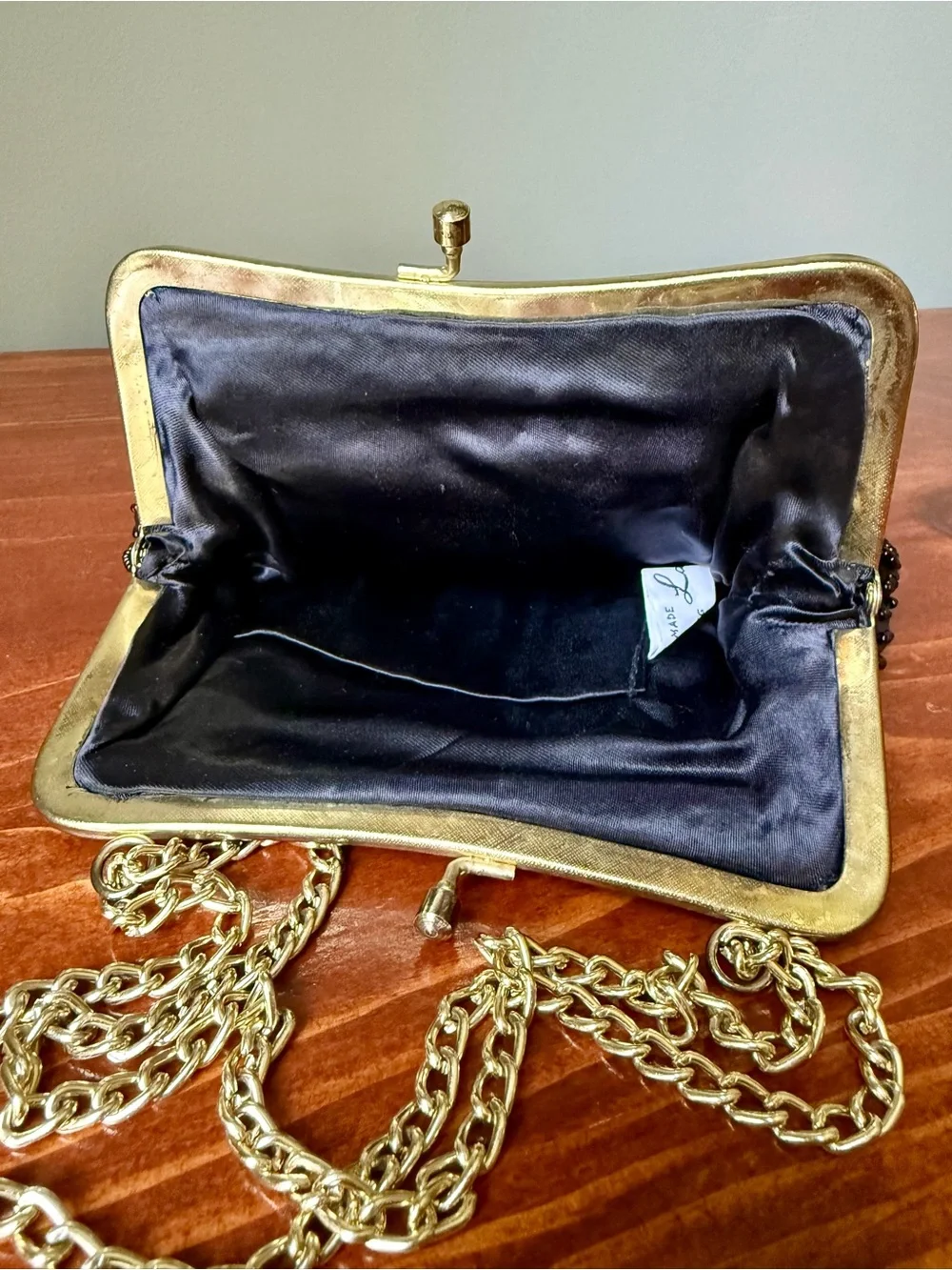 Vintage La Regale Beaded Bag - Black & Gold Handmade in Hong Kong